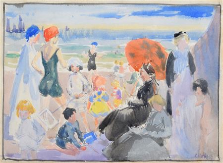 Beach scene with bathers