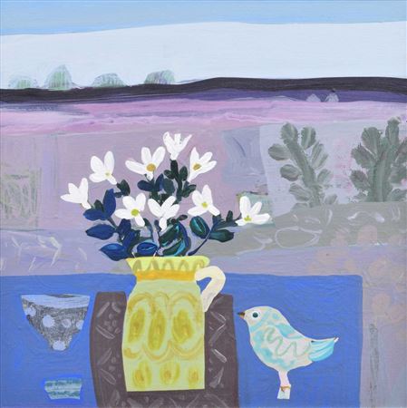 WHITE FLOWERS AND LITTLE POT BIRD by Emma Williams - Auction record, sale price, and art valuation. Compare with similar artists and explore comparable artworks.