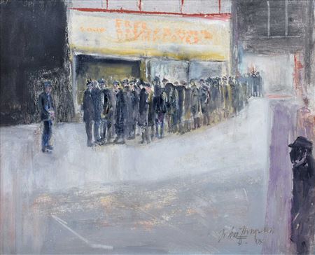 GROUP SERIES STREET SCENE WITH FIGURES QUEUEING