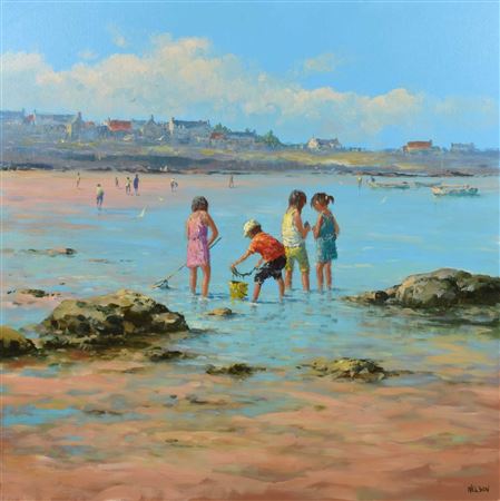 Sample artwork by Allan Nelson (Born 1944), known for beach scenes and conventional paintings - View similar artists and auction records