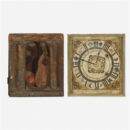 Velvet Guitar Box; Clock Face with Flowers No. 2 (two works)
