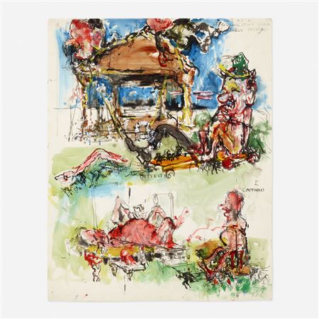 L.B.J. as a Cornerstone for a New Theatre by June Leaf - Auction record, sale price, and art valuation. Compare with similar artists and explore comparable artworks.