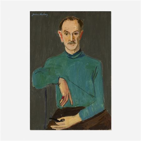 Sample artwork by James Lechay (1907 - 2001), known for avant-garde figure, marine, still life and landscape painting - View similar artists and auction records