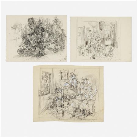 Interior Scene; Untitled (Rocking Horse Woman); Domestic Scene (three works)