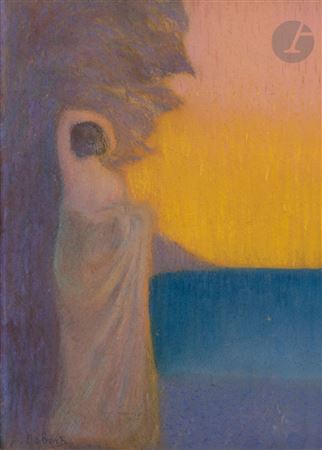 Jeune femme au bord d’un lac