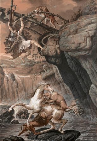 Guerrier grec et son cheval attaqués par un guépard, un lion et une lionne by Anthelme François Lagrenee - Auction record, sale price, and art valuation. Compare with similar artists and explore comparable artworks.