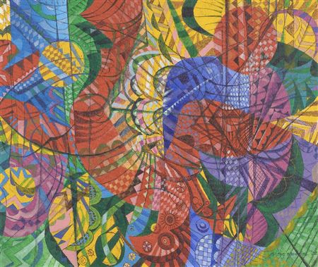 Abstract composition by Moyo Ogundipe - Auction record, sale price, and art valuation. Compare with similar artists and explore comparable artworks.