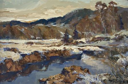 Winterlandschaft mit Bachlauf