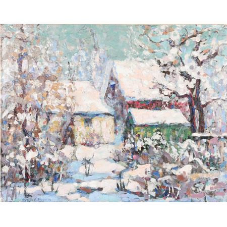 Snowy Winter Farm Scene, 1945