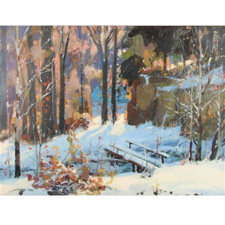 Snow Covered Creek Bridge