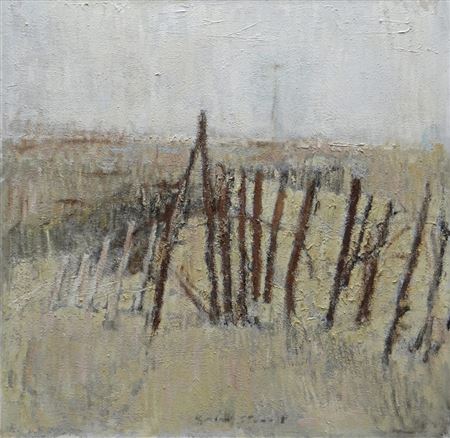 Minimalist landscape with fence