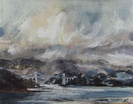 The Menai Straits and Suspension Bridge, Carneddau mountain-range, Eryri by Aled Prichard Jones - Auction record, sale price, and art valuation. Compare with similar artists and explore comparable artworks.