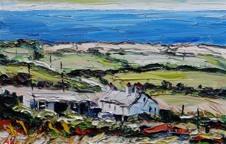 Ynys Mon coastal scene with cottage, entitled 'Aberffraw'