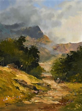 Mountain Landscape with Horse Drawn Cart
