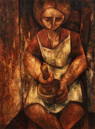 Woman with mortar