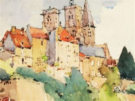 The collegiate church of Semur, seen from the Bridge.