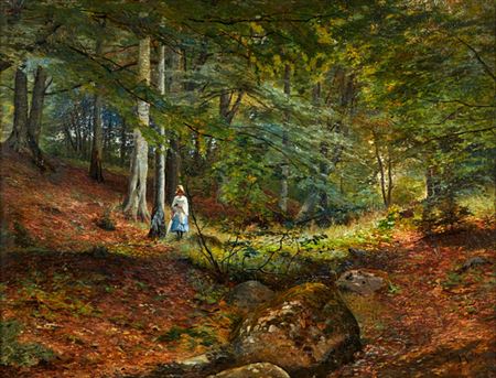 Girl in lush beech forest by Vilhelm Behm - Auction record, sale price, and art valuation. Compare with similar artists and explore comparable artworks.