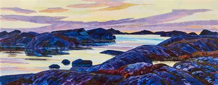Sample artwork by Roland Svensson (1910 - 2003), known for landscape artwork in various techniques including oil, watercolor, charcoal, and graphics. - View similar artists and auction records