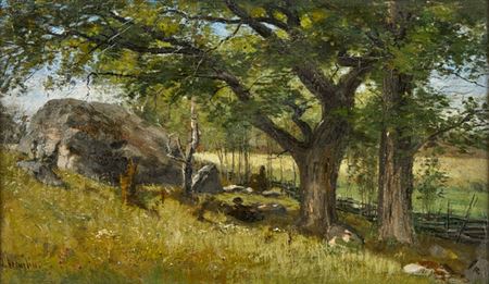 The artist in lush summer landscape