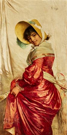 Young lady in red dress and bathing suit