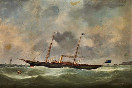 Ship portrait by Victor Charles Edouard Adam - Auction record, sale price, and art valuation. Compare with similar artists and explore comparable artworks.