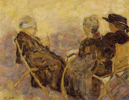 In the Luxemburg Gardens (circa 1913), verso: Self Portrait with Book