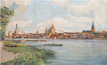 "Rostock - seen from the Gehlsdorfer Ufer" by Richard Blankenburg - Auction record, sale price, and art valuation. Compare with similar artists and explore comparable artworks.