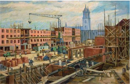 Construction in Magdeburg around 1950 by Moritz Albert Rusche - Auction record, sale price, and art valuation. Compare with similar artists and explore comparable artworks.