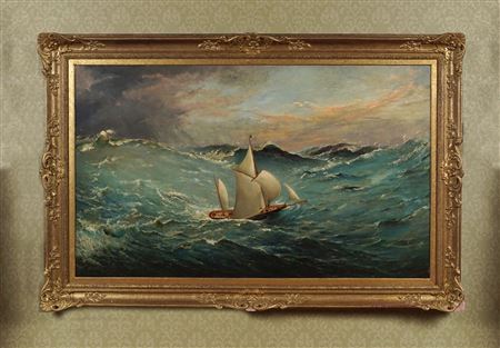 Sailing boat in rough seas by Barlow Moore - Auction record, sale price, and art valuation. Compare with similar artists and explore comparable artworks.