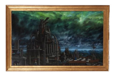 Surrealist, nocturnal composition by Thomas Toner - Auction record, sale price, and art valuation. Compare with similar artists and explore comparable artworks.