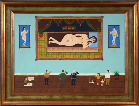 Sample artwork by Gustav Klumpp (1902 - 1980), known for naive figure-genre - View similar artists and auction records