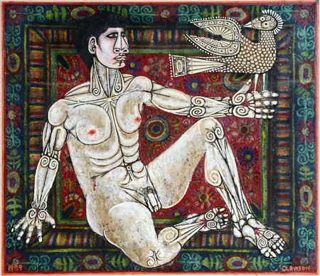 Male Nude With Hawk.