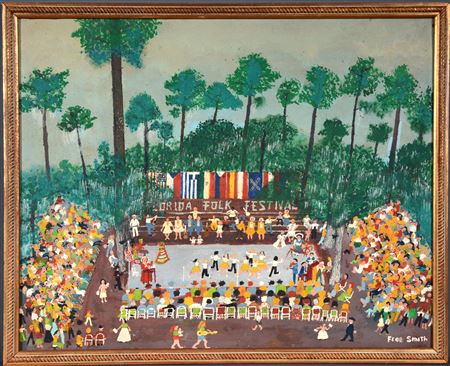 Florida Folk Festival. by Frog Smith - Auction record, sale price, and art valuation. Compare with similar artists and explore comparable artworks.