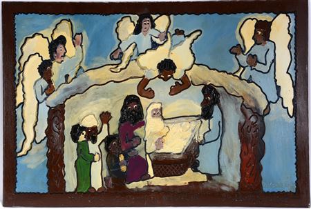 Sample artwork by Carl Dixon (Born 1960), known for naive religious figure-genre - View similar artists and auction records