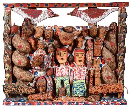 Sample artwork by Carl McKenzie (1905 - 1998), known for biblical theme carved folk art figures, decorative and utilitarian objects - View similar artists and auction records