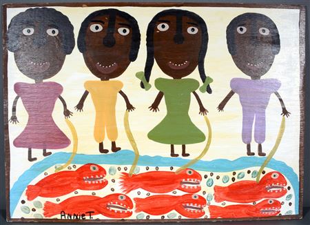 My Family Fishing by Annie Tolliver - Auction record, sale price, and art valuation. Compare with similar artists and explore comparable artworks.
