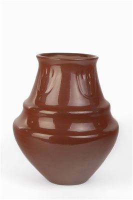 Large Redware Jar with Bear Claw Designs