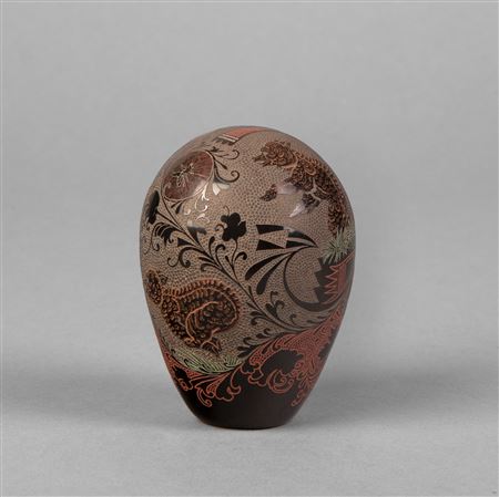 Blackware Sgraffito Seed Pot, 1982