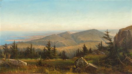 "Mount Tamalpais with a View of San Francisco Bay, CA (A Glimpse of the Pacific), ca. 1870"
