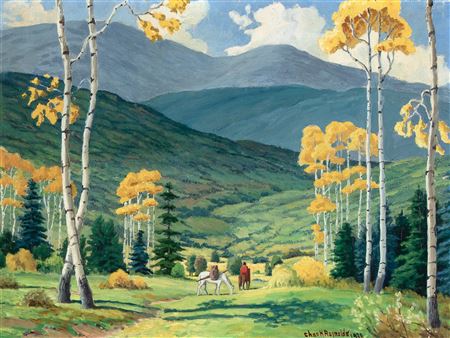 "Untitled (New Mexico Landscape with Horses and Rider), 1938"