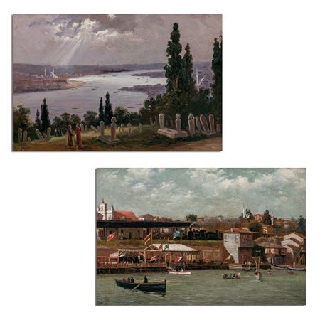 "On the Banks of the Bosphorus, Istanbul(Two Views)" by Halid Naci - Auction record, sale price, and art valuation. Compare with similar artists and explore comparable artworks.