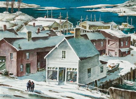 Winter Harbor Scene