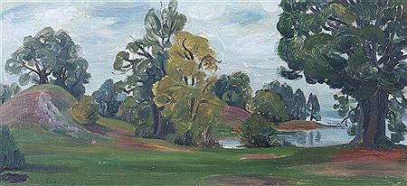 "Bärensee", stilisierte Landschaftsdarstellung im Sommer by Ruth Dolmetsch - Auction record, sale price, and art valuation. Compare with similar artists and explore comparable artworks.