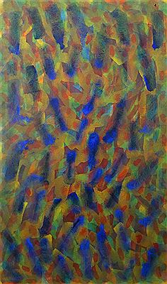 "Ohne Titel", Farbabstraktion in Grün, Blau und Gelb