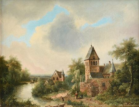 "11:40 Midday Clouds with Riverside Townscape," 1840