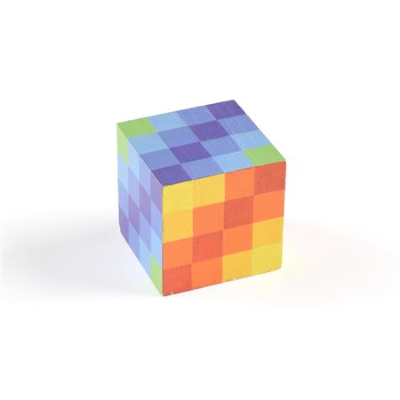 "Gradient Cube in Indigo to Green and Yellow to Red"