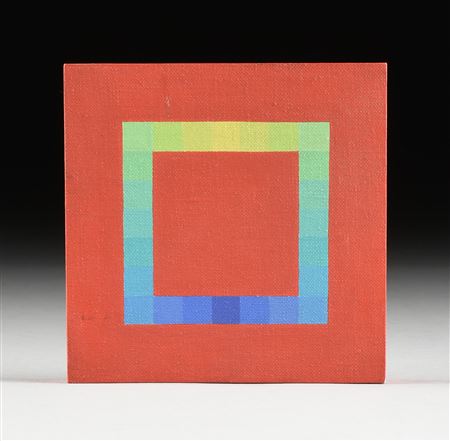 "Blue to Yellow Gradient Square on a Red Ground," 1975