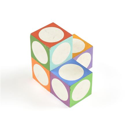 "Four Cubes with White Circles," CIRCA 1975