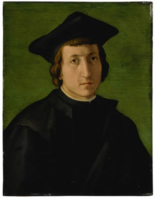 Portrait of a man in a black hat, bust-length