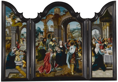 A triptych: The Nativity, The Adoration of the Magi, The Presentation in the Temple